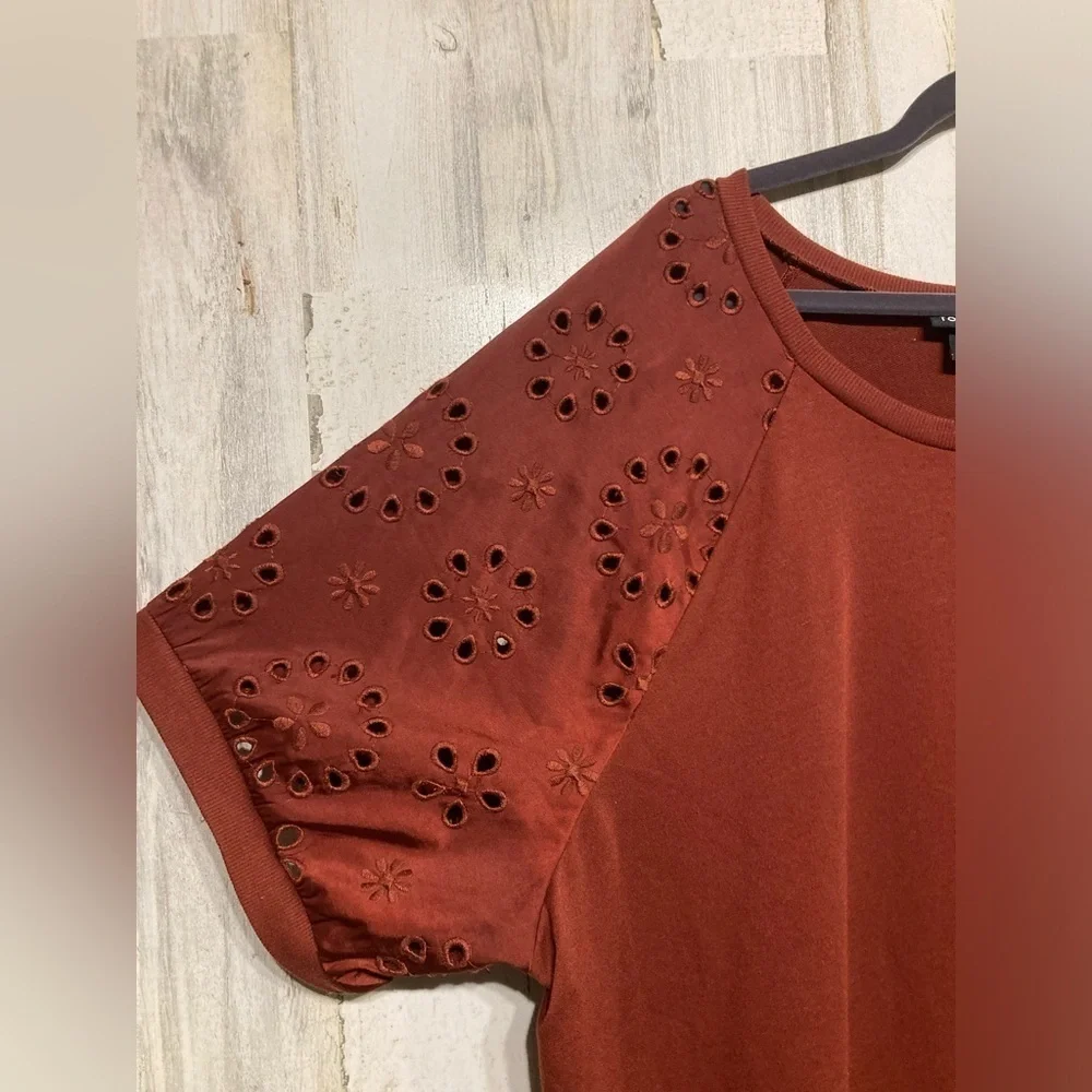 Torrid Lt Weight French Terry Crew Neck Eyelet Short Sleeve Raglan Sweatshirt 5X